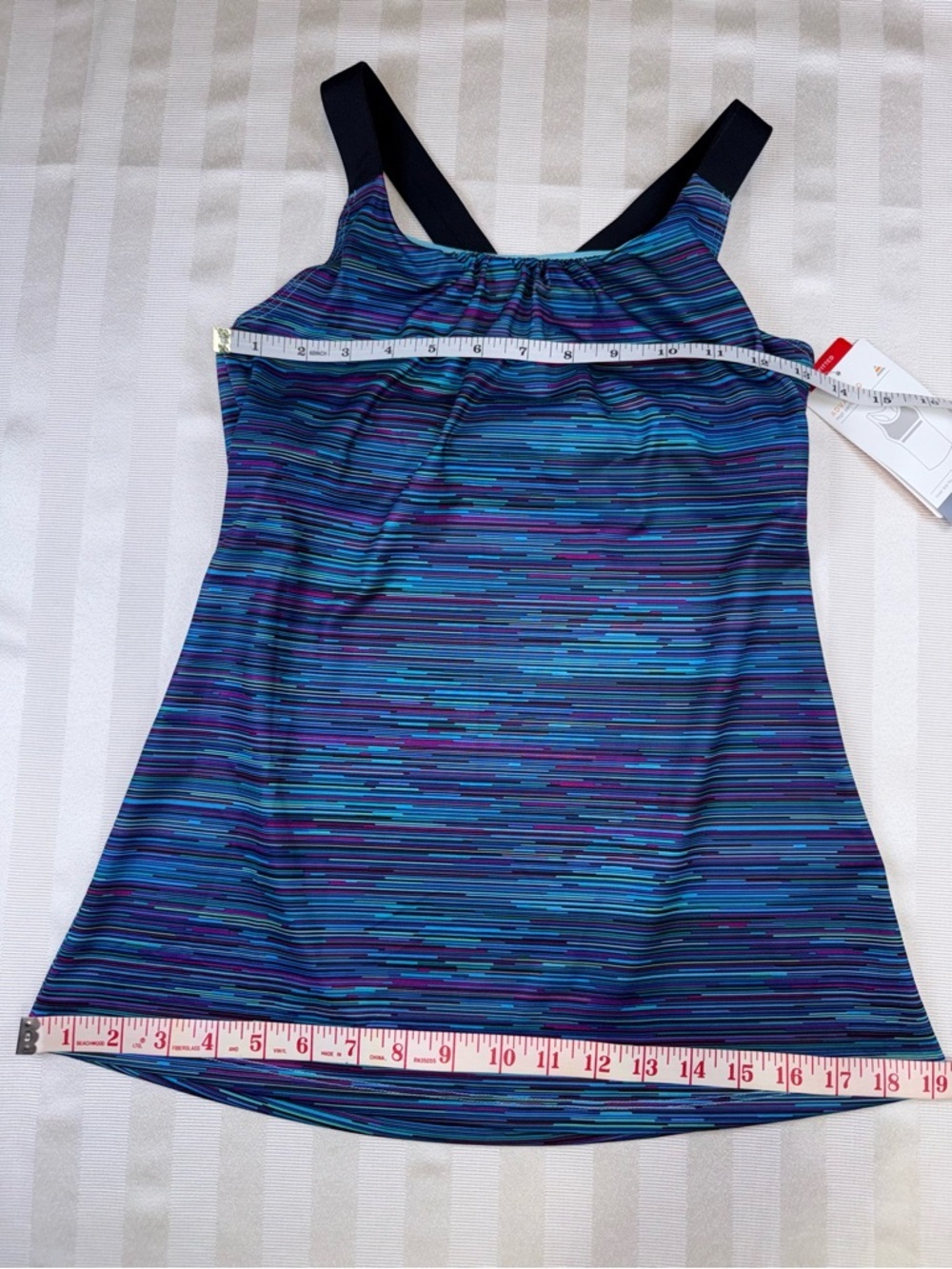 Champion Duo Dry Small Built-In Bra Athletic Tank Top Blue Purple Space Dye NWT - Picture 6 of 11